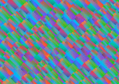 Psikedelik arka plan. Çok renkli ritmik şekiller bir desen içinde katlanmış..