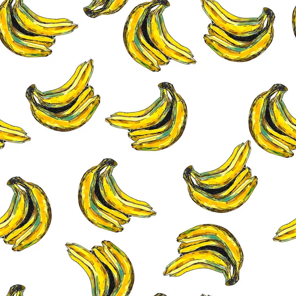 Modèle Sans Couture Avec Des Bananes Des Paquets Bananes Une — Image vectorielle