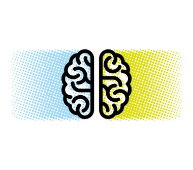 İnsan beyni. Siyah, lacivert arka planda. Yaratıcılığın sembolü