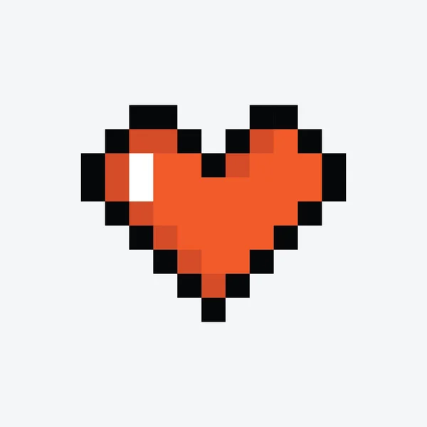 Cute Red Heart Pixel Art Bit Παιχνίδι Διανυσματική Απεικόνιση Λευκό — Διανυσματικό Αρχείο