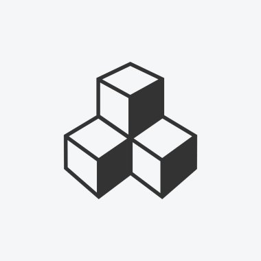 Beyaz arkaplan üzerinde taslak küp düz tasarım vektör çizimi.