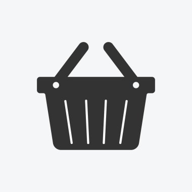 E-ticaret sepeti beyaz arka planda izole edilmiş düz tasarım vektör çizimi.