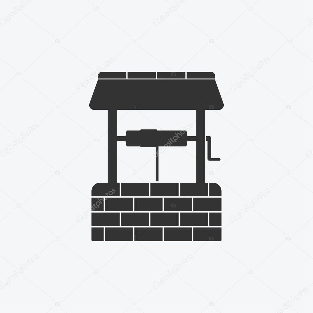 Water well icon isolated flat design vector illustration on white background.