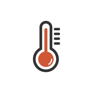 Beyaz arkaplanda termometre ısı simgesi izole edilmiş düz tasarım vektör çizimi.