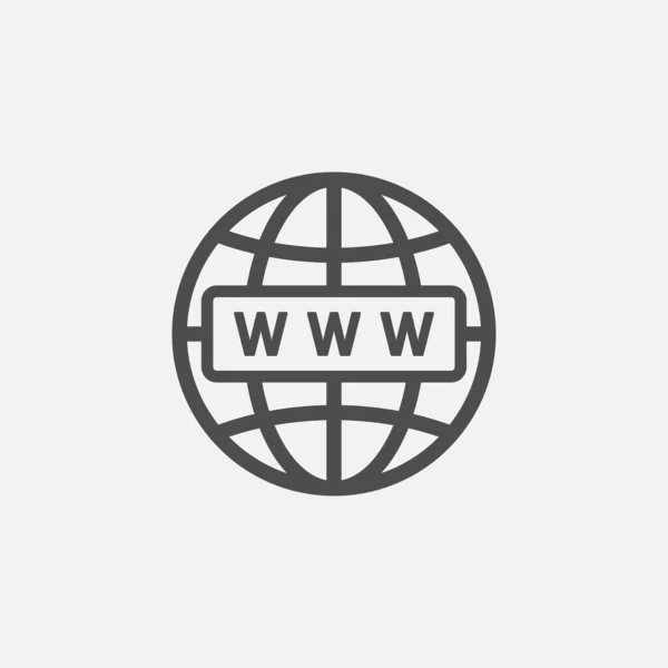Internet Globus Połączenie Tekstem Www Ikona Symbol Odizolowany Płaski Projekt — Wektor stockowy