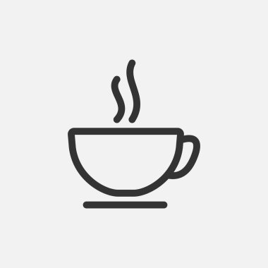 Beyaz arkaplanda izole edilmiş kahve ikonu tasarım vektörü çizimi.