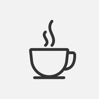 Beyaz arkaplanda izole edilmiş kahve ikonu tasarım vektörü çizimi.