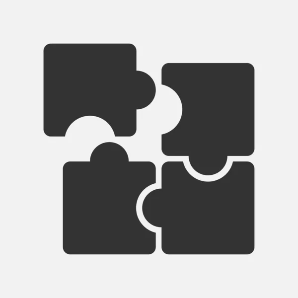 Schwarzes Puzzleteil Puzzlesymbol Teamwork Oder Lösungskonzept Isolierte Flache Designvektorabbildung Auf — Stockvektor