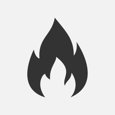 Beyaz arkaplanda alev simgesi izole edilmiş düz tasarım vektör çizimi.