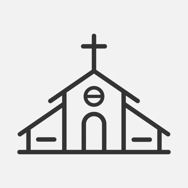 Church Building Icon Isolated Flat Design Vector Illustration White Background — Stock Vector