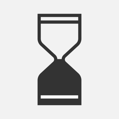 Kum saati veya kum saati simgesi beyaz arkaplanda izole edilmiş düz tasarım vektör çizimi.