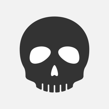 Beyaz arkaplanda insan kafatası simgesi izole edilmiş düz tasarım vektör çizimi.