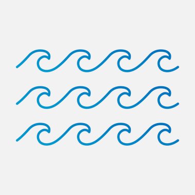 Beyaz arkaplanda su dalgası simgesi izole edilmiş düz tasarım vektör çizimi.