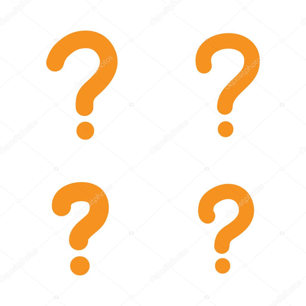 Orange question mark icon vector illustration.