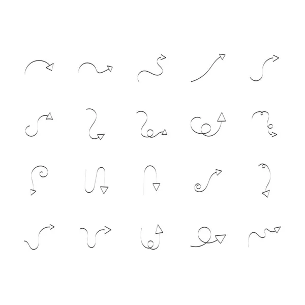 Hand Drawn Doodle Arrows Set Variant Shape White Background — Stockvektor