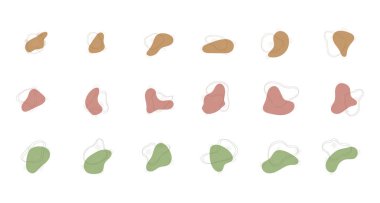 Set of round blob and outline isolated for decoration on white background.