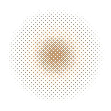 Beyaz arkaplanda kahverengi çizgi roman yarım ton yuvarlak şekil vektör çizimi.
