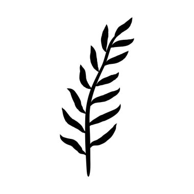 Dekoratif sanata sahip yapraklı bitki beyaz arka planda izole edilmiş vektör çizimi.