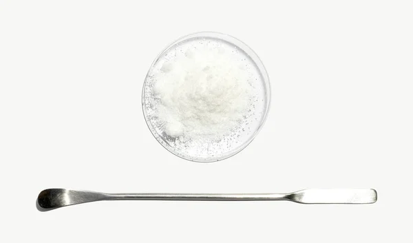Closeup Chemical Ingredient White Laboratory Table Ammonium Prosphate Chemical Watch — 图库照片