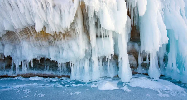 Taş Duvarda Buz Var Cape Sagan Khushun Daki Kayalardan Birini — Stok fotoğraf