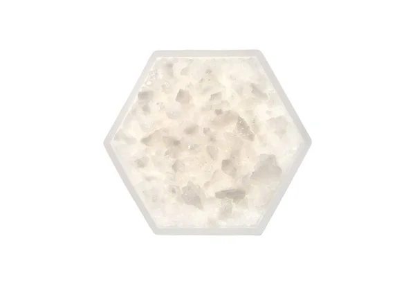 Sal Escamas Recipiente Forma Molecular Hexagonal Sobre Fondo Blanco — Foto de Stock