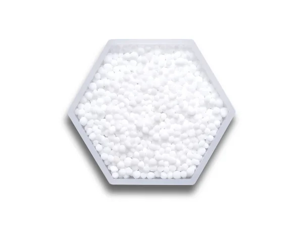 Carbamida Recipiente Forma Molecular Hexagonal Sobre Fondo Blanco — Foto de Stock
