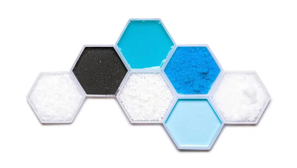 Ingrediente Químico Recipiente Forma Molecular Hexagonal Polietileno Carbón Carbono Polvo — Foto de Stock