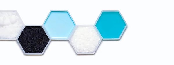 Chemical Ingredient Hexagonal Molecular Shaped Container Sodium Hydroxide Pellets Potassium — Stockfoto