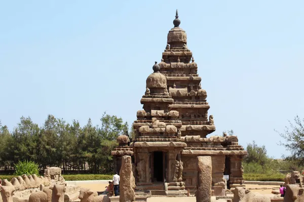 Általános Kép Shore Templomról Mahabalipuram Tamilnadu India Unesco Világörökség Részévé — Stock Fotó