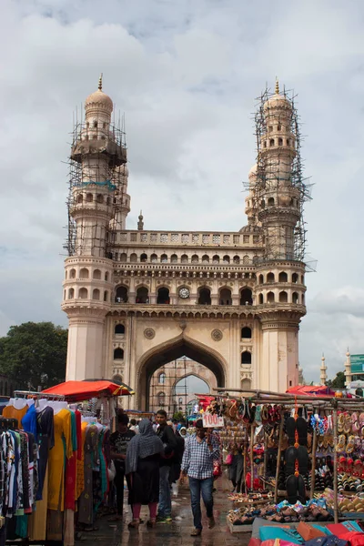 Charminar 1591 Ben Épült Egy Emlékmű Mecset Található Hyderabad Telangana — Stock Fotó