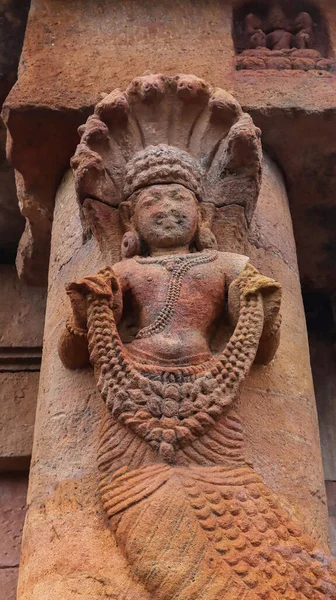 Skulptur Naga Håller Krans Dörröppningen Till Jagamohana Rajarani Temple 11Th — Stockfoto
