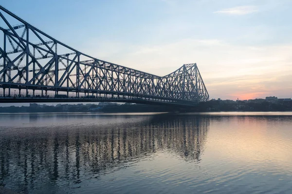 Vista Manhã Adiantada Ponte Howrah Ponte Uma Ponte Balanceada Cantilever — Fotografia de Stock