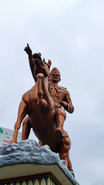 Estatua Netaji Shubhas Chadra Bose Cerca Del Puente Howrah Calcuta —  Fotos de Stock