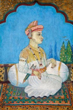 Shrimant Vishwas Rao Peshwa Bhat ailesinden üçüncü Peshwa 'nın en büyük oğlu ve Maratha İmparatorluğu' nun sekizinci Peshwa 'sı Parvati Tepesi, Pune, Maharashtra, Hindistan' daki bir tapınağın iç duvarında sergilendi.