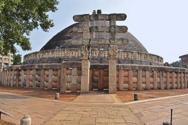 Stupa West Gateway Torana Stupa Great Stupa Patrimonio Humanidad Sanchi — Foto de Stock