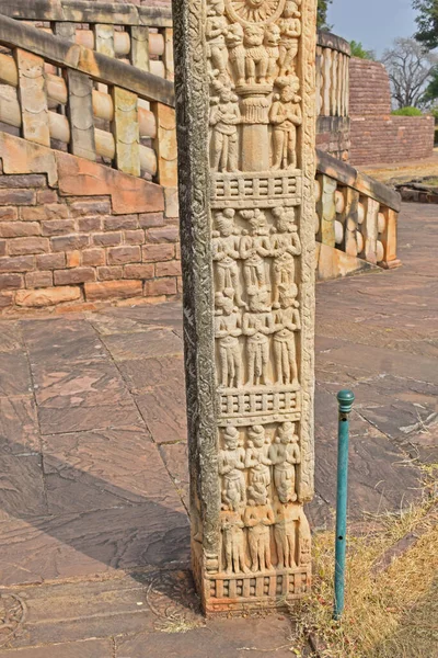 Stupa Rechter Pilaar Middelste Onderste Paneel Monniken Bidden World Heritage — Stockfoto