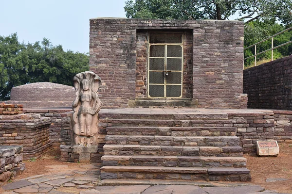 Tempel Naga Standbeeld Sanchi Monumenten World Heritage Site Madhya Pradesh — Stockfoto