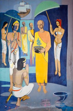 Sanchi, Madhya Pradesh, Hindistan 'daki Mahabodhi Cemiyeti' nden Chetiyagiri Vihar 'da resim..