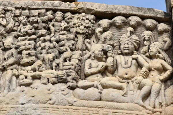 Stupa Bottom Architrave Closeup Nandanavana Com Detalhes Indra Património Mundial — Fotografia de Stock