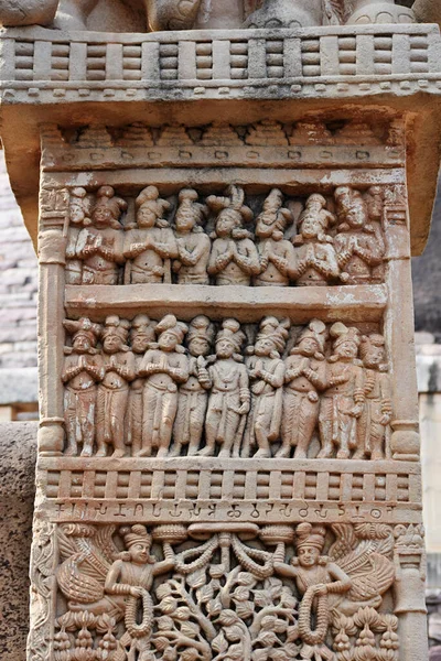 Stupa East Gateway Left Pillar Front Face Panel Chankama Passeio — Fotografia de Stock