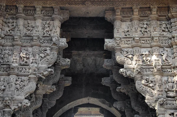 Carved Idols Vadodara Bhagol Also Known Western Gate Located Dabhoi — Stock Photo, Image