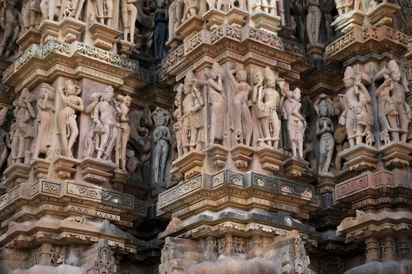 Lakshmana Temple Wall Sculptures Western Group Khajuraho Madhya Pradesh Indien — Stockfoto