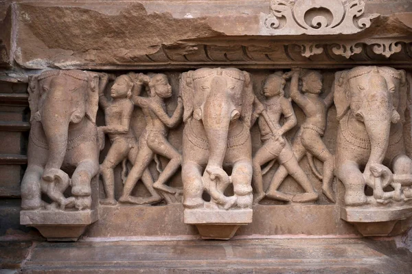 Lakshmana Temple Slon Válečník Podstavci Western Group Khajuraho Madhya Pradesh — Stock fotografie