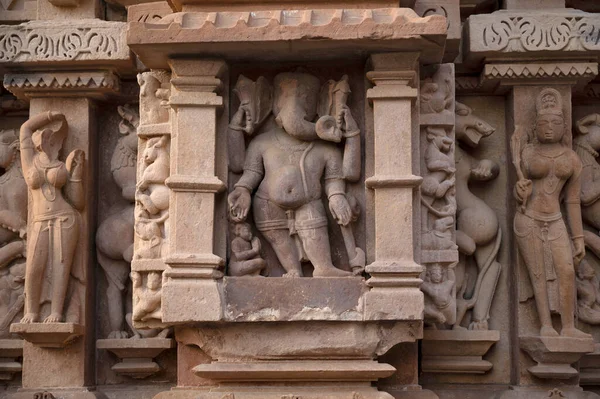 Lakshmana Temple Stojąca Rzeźba Ganeshy Western Group Khajuraho Madhya Pradesh — Zdjęcie stockowe