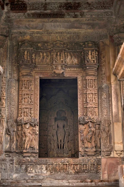 Javari Templo Puerta Decorada Sanctum Eastern Group Khajuraho Madhya Pradesh — Foto de Stock