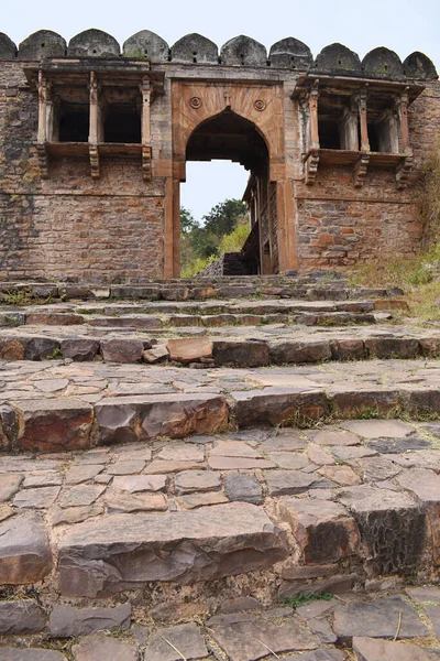 Front View Gadi Darwaza Raisen Fort Stone Stairs Fortification Wall — Φωτογραφία Αρχείου