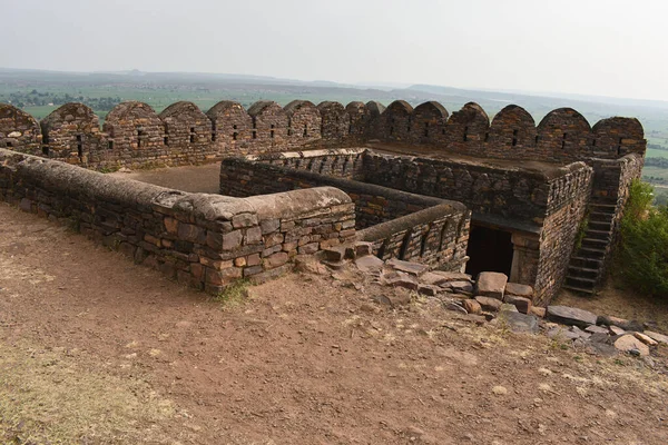 Pohled Vrcholu Gadi Darwaza Kamenné Schody Opevnění Kamenné Zdi Fort — Stock fotografie