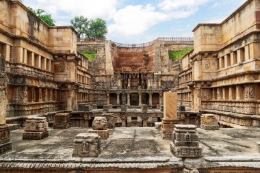Rani Ki Vav oymaların iç görüntüsü, Pattan, Gujarat, Hindistan