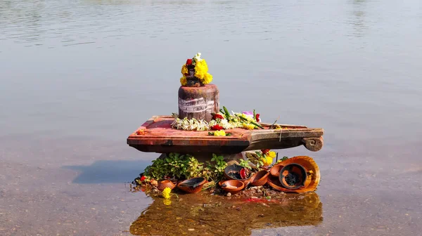 Shiva Linga Tunga Bhadra Confluence Kudli Shivamoga Karnataka India — Foto de Stock