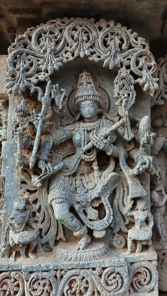 Skulptur Indiska Gudinnan Lakshminarsimha Temple Javagal Hassan Karnataka Indien — Stockfoto